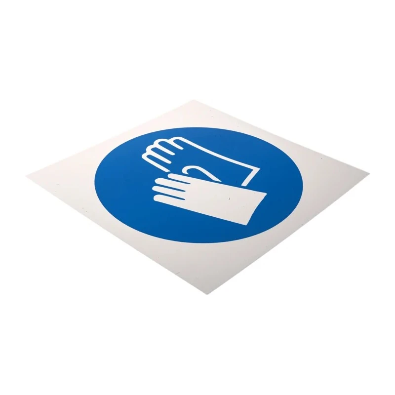 RS PRO Plastic Mandatory Sign Protective Gloves Sign 200mm x 200mm ISO 7010 813-4596