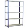 RS PRO Blue 5 Shelf Chipboard Galvanised Steel Shelving System 1.8 m x 1.2 m x 600 mm 265 kg Load 813-3237