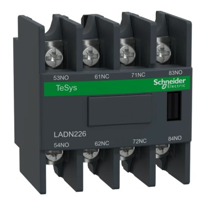 Schneider Electric Auxiliary Contact Block 4 Contact 2 NC/2 NO TeSys D Front Mount 10 A 690V AC LADN226