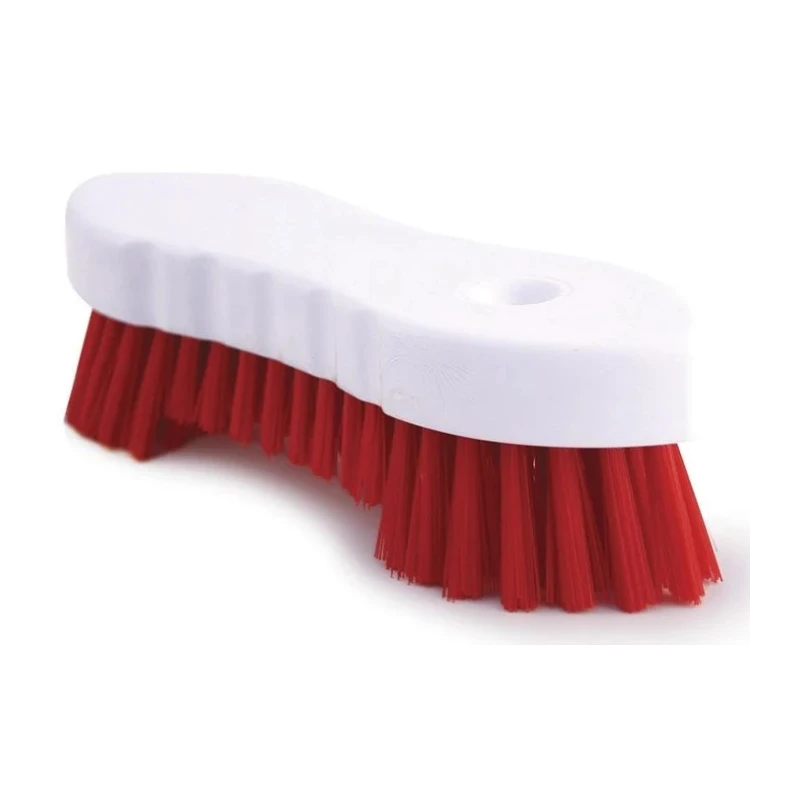 RS PRO White Hand Scrubbing Brush with Red Polyethylene Terephthalate Bristles 205mm Width 65mm Depth 178-7659