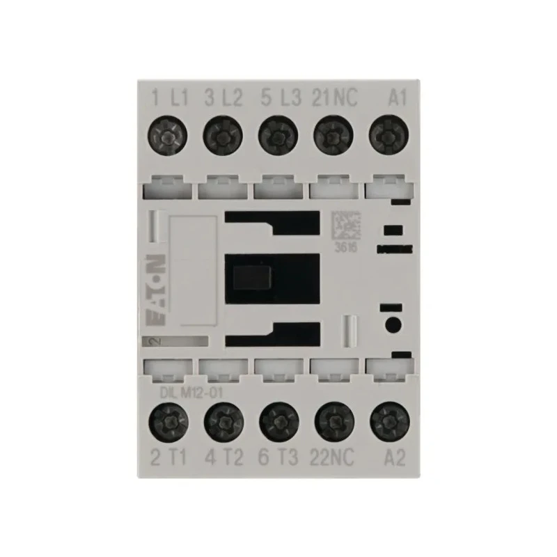 Eaton Contactor, 3-Pole, 12 A, 5.5 kW, 24V AC Coil, 3 NO Auxiliary Contacts, 400V AC DILM12