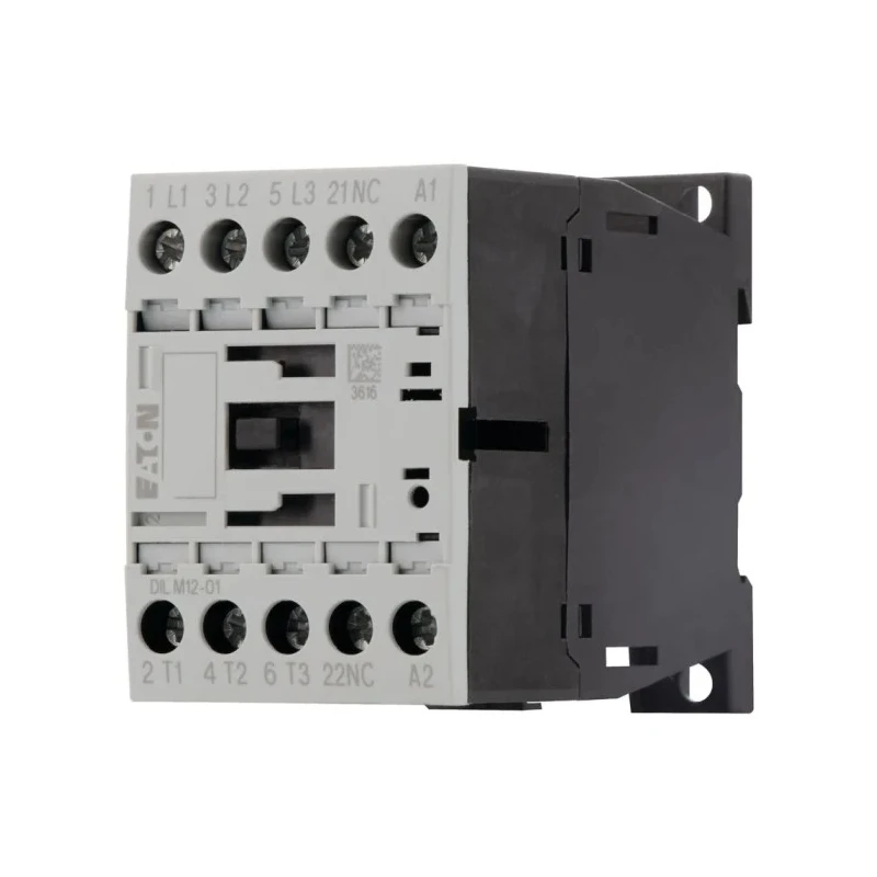 Eaton Contactor, 3-Pole, 12 A, 5.5 kW, 24V AC Coil, 3 NO Auxiliary Contacts, 400V AC DILM12