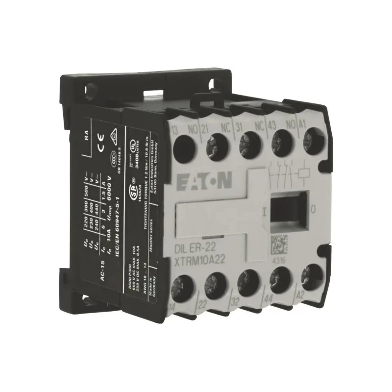 Eaton DILER Contactor Relay 4-Pole 3A 230V AC Coil, 2 NO/2 NC, 1.4W Power Rating 051777 DILER-22(230V50HZ,240V60HZ)