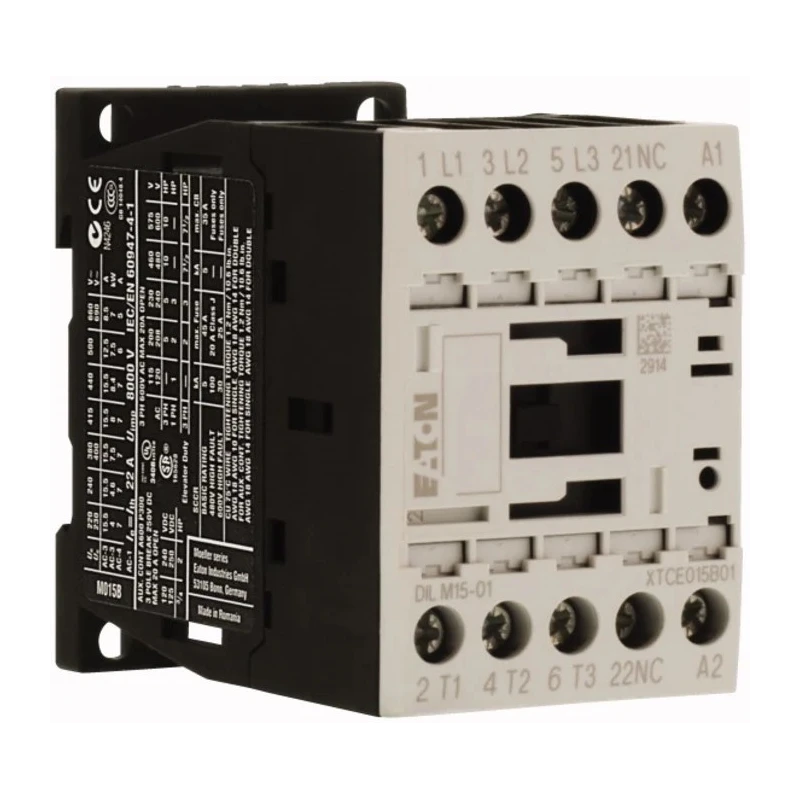 Eaton Contactor 24V dc Coil, 3-Pole, 15A, 7.5kW Power Rating, DIN Rail Mount DILM15