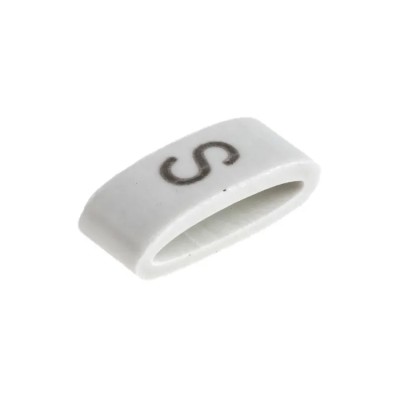 HellermannTyton Slide-On Cable Marker, Black, Pre-Printed Legend "S", Fits 1.8 mm - 6.3 mm Cable, Polyvinyl Chloride HODS85