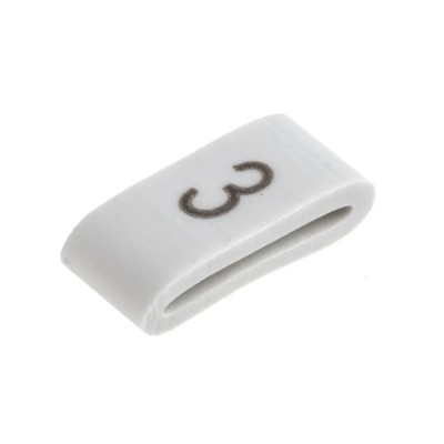 HellermannTyton Slide-On Cable Marker Black, Pre-Printed "3", 6.3 mm Max Cable Diameter, 1.8 mm Min Cable Diameter HODS85