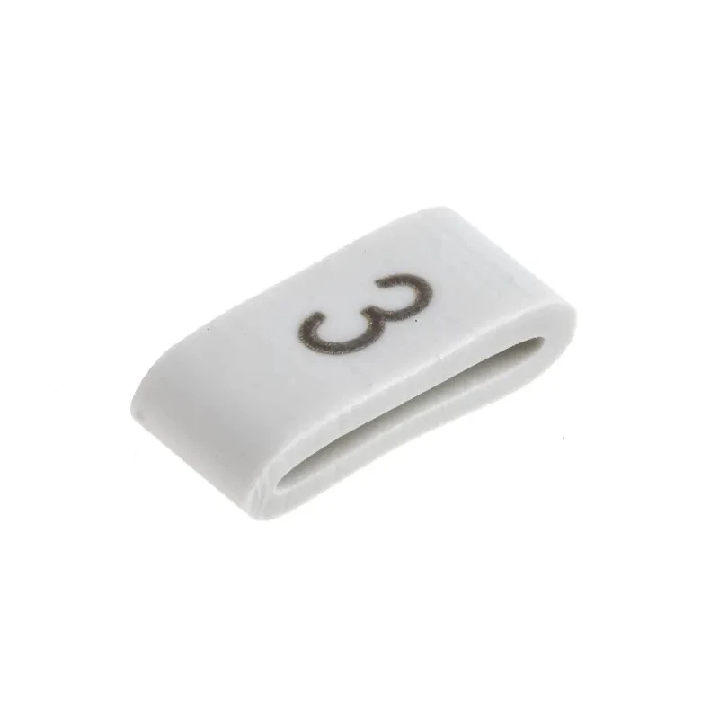 HellermannTyton Slide-On Cable Marker Black, Pre-Printed "3", 6.3 mm Max Cable Diameter, 1.8 mm Min Cable Diameter HODS85