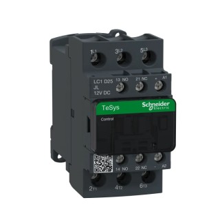 Schneider Electric TeSys LC1D Contactor, 12V DC Coil, 3-Pole, 25A, 3 NO, 600V AC LC1D25JL