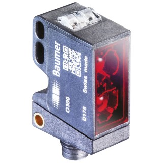 Baumer Diffuse Photoelectric Sensor Block Sensor 30 mm to 300 mm Push Pull Output IP67 O300.GR-GW1T.72N