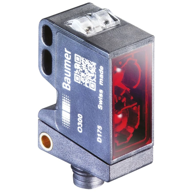 Baumer Diffuse Photoelectric Sensor Block Sensor 30 mm to 300 mm Push Pull Output IP67 O300.GR-GW1T.72N