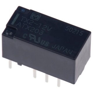Panasonic PCB Signal Relay, 12V DC Coil, 2A Contact, DPDT, Gold Plated Contacts, PCB Terminal, SY Series TX2-12V