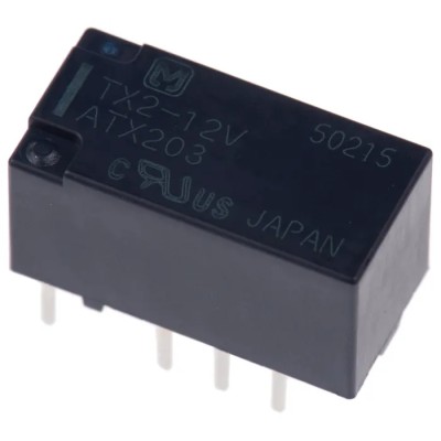 Panasonic PCB Signal Relay, 12V DC Coil, 2A Contact, DPDT, Gold Plated Contacts, PCB Terminal, SY Series TX2-12V