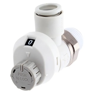 SMC AS-FS Series Elbow Type Speed Controller Threaded R Tube, 1 Mpa Max Pressure, -5°C to 60°C AS2201FS-02-08S