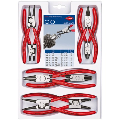 Knipex 8-Piece High-Quality Circlip Plier Set with Chrome Vanadium Steel Construction 00 20 04 V01