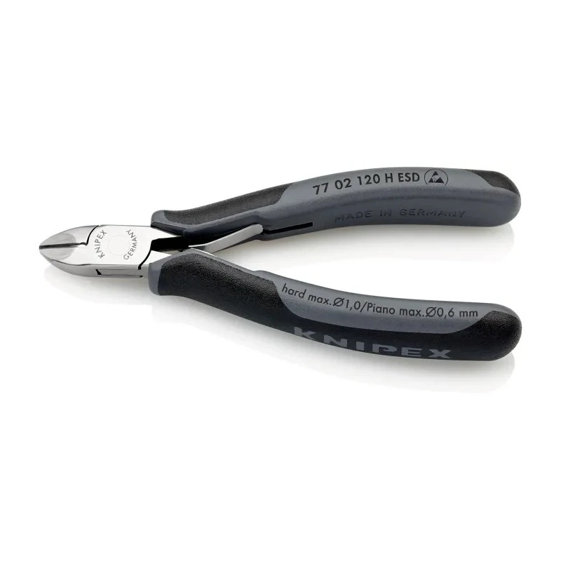 Knipex Electronic Cutting Pliers with Carbide Cutting Edges 120mm, ESD Safe Side Cutter 77 02 120 H ESD