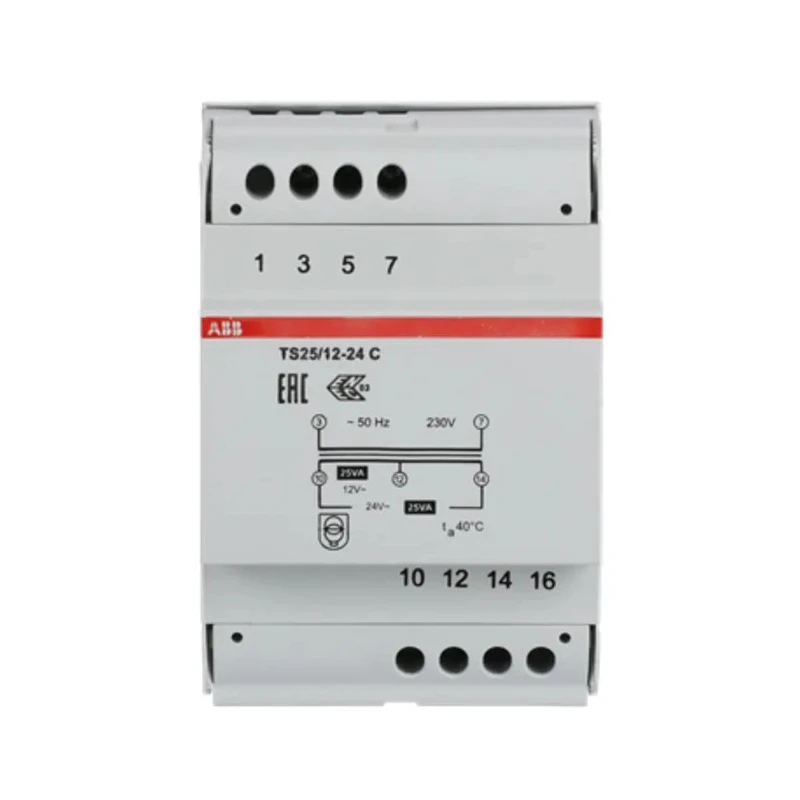ABB 25 W Bell Transformer 230 V Primary, 24 V Secondary, DIN Rail Mount 2CSM251043R0811 TS 25/12-24 C