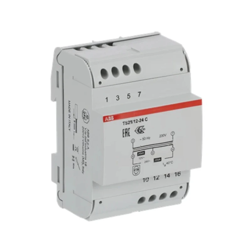 ABB 25 W Bell Transformer 230 V Primary, 24 V Secondary, DIN Rail Mount 2CSM251043R0811 TS 25/12-24 C