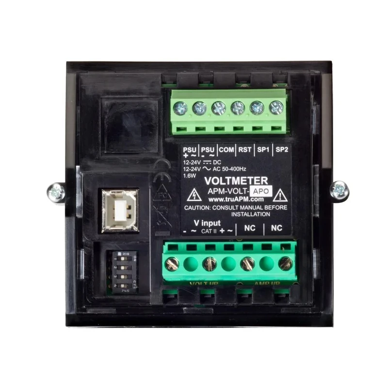 Trumeter APM Series Digital Voltmeter AC/DC, LCD Display 4-Digits 1% Accuracy, 68 mm Cutout APM-VOLT-APO
