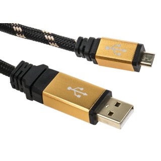 Roline USB Cable Male USB Type A to Male Micro USB Type B 800mm USB 2.0 Gold Black 11.02.8825-10