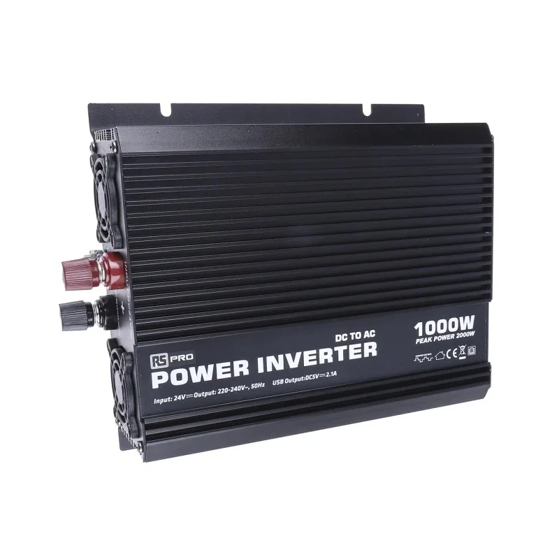 RS PRO 1kW Power Inverter 24V DC Input 230V AC Output Universal Connector Modified Sine Wave 816-0062