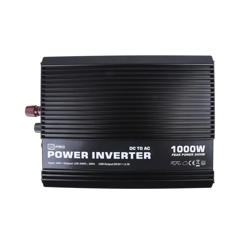 RS PRO 1kW Power Inverter 24V DC Input 230V AC Output Universal Connector Modified Sine Wave 816-0062