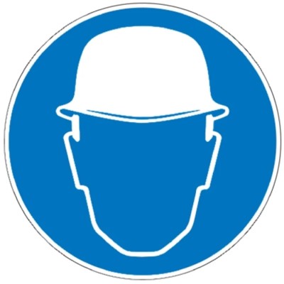 Brady Polyethylene Terephthalate Mandatory Sign Head Protection Must Be Worn PIC 251-DIA 200-B7541 (BRANDED)