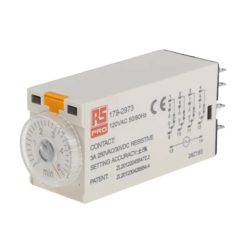 RS PRO Plug-in Timer Relay 4-Contact 110 V AC ON Delay 0.2 s to 5 min 4PDT 179-2973