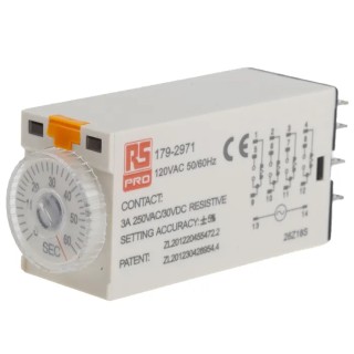 RS PRO Plug‑In Timer Relay, 4-Contact, 24 V dc, 0.2 s to 5 min Time Range, ON Delay Function, 4PDT Switch 179-2971