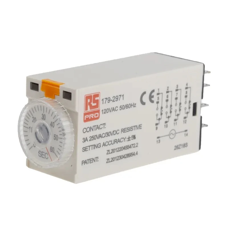 RS PRO Plug‑In Timer Relay, 4-Contact, 24 V dc, 0.2 s to 5 min Time Range, ON Delay Function, 4PDT Switch 179-2971