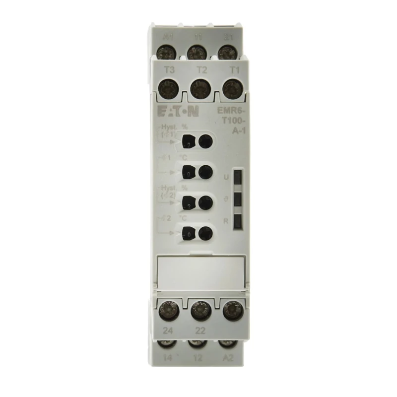 Eaton Temperature Monitoring Relay, DIN Rail Mount, Monitoring Function, 0 °C to 100 °C, 240 V DC / 24 184787 EMR6-T100-A-1