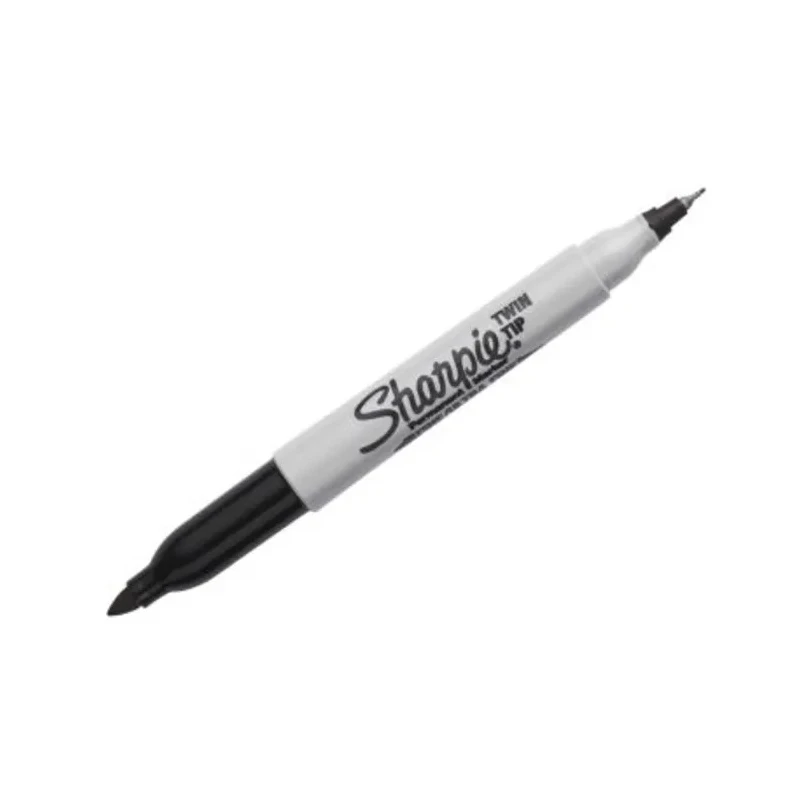 Sharpie Permanent Twin Tip Black Marker Pen 1985877, Bullet Tip, RoHS, Made in United States