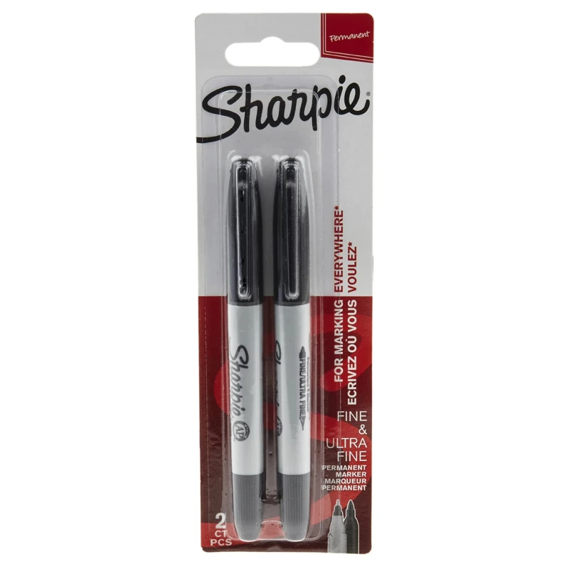 Sharpie Twin Tip Permanent Marker Pen Black Ink Bullet Tip Twin 2 Pc 1986454