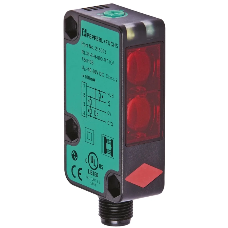 Pepperl + Fuchs Diffuse Photoelectric Sensor Block Sensor 1.2 m Detection Range Push Pull Output IP67 RL31-8-1200-RT/73c/136