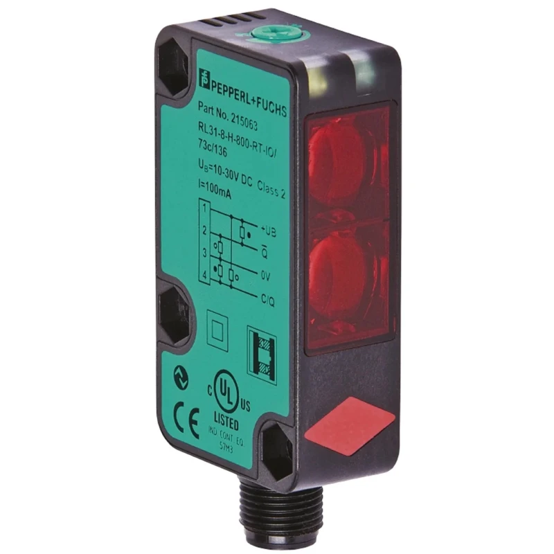 Pepperl + Fuchs Retroreflective Photoelectric Sensor Block Style 9 m Detection Range Push Pull Output IP67 RL31-54/25/73c/136