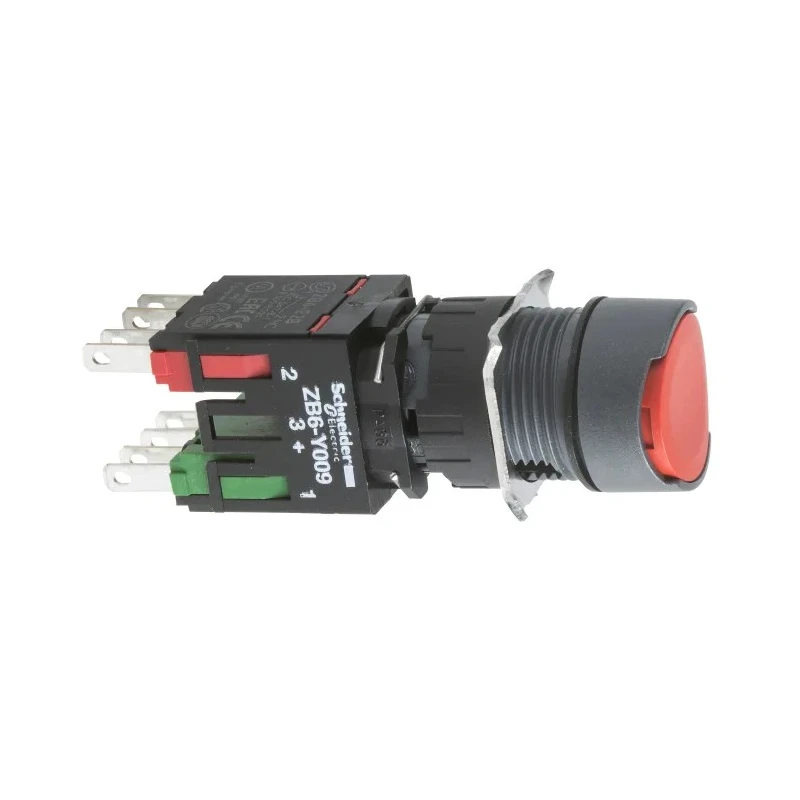 Schneider Electric Harmony XB6 Series 16 mm Panel Mount Push Button Switch, Spring Return, 1 NO/1 NC Contacts, Red LED, IP65 