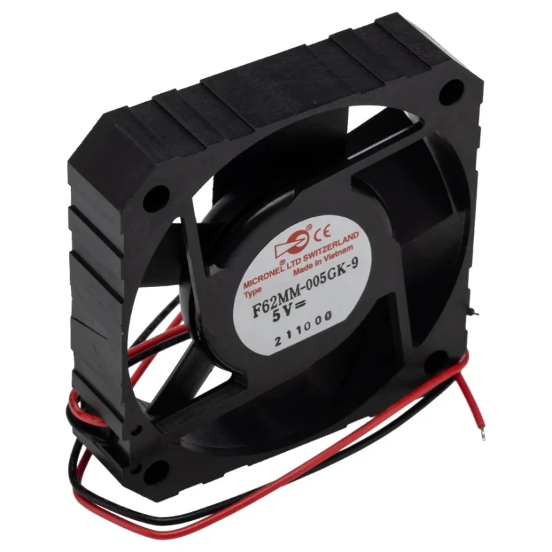 Micronel F62MM-9 Series Axial Fan 5V DC 1.9W 200mA Max Air Flow 22m³/h 62 x 62 x 15 mm F62MM-9