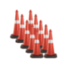 Health Safe Safety Cone With Chain Plastic Barricade Traffic Safety Cone With Black Rubber Base Reflective Strips Collar And R