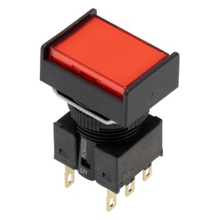 Omron A16 Series Illuminated Push Button Switch Panel Mount 16 mm Cutout DPDT Red LED IP65 30 V dc 250 V A165L-JRM-24D-2