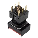 Omron A16 Series Illuminated Push Button Switch Panel Mount 16 mm Cutout DPDT Red LED IP65 30 V dc 250 V A165L-JRM-24D-2