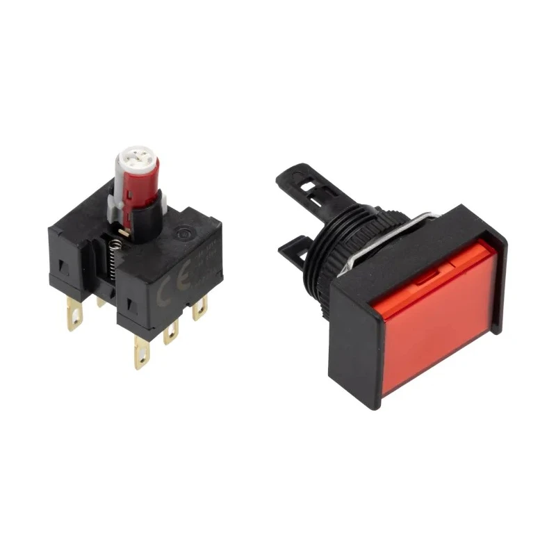 Omron A16 Series Illuminated Push Button Switch Panel Mount 16 mm Cutout DPDT Red LED IP65 30 V dc 250 V A165L-JRM-24D-2