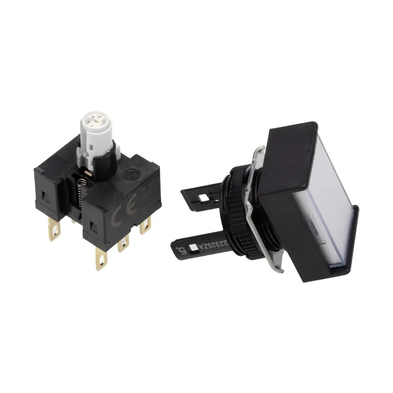 Omron A16 Series Illuminated Push Button Switch Panel Mount 16 mm Cutout DPDT White LED IP65 30 V dc 250 V A165L-JWM-24D-2