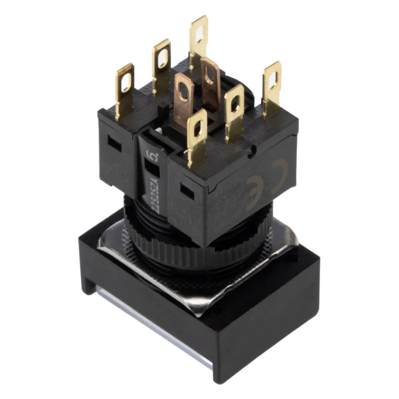 Omron A16 Series Illuminated Push Button Switch Panel Mount 16 mm Cutout DPDT White LED IP65 30 V dc 250 V A165L-JWM-24D-2