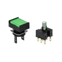 Omron Illuminated Push Button Switch Panel Mount DPDT Contact Configuration 16 mm Cutout Green LED IP65 30 V A165L-JGM-24D-2