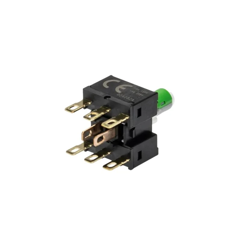 Omron Illuminated Push Button Switch Panel Mount DPDT Contact Configuration 16 mm Cutout Green LED IP65 30 V A165L-JGM-24D-2