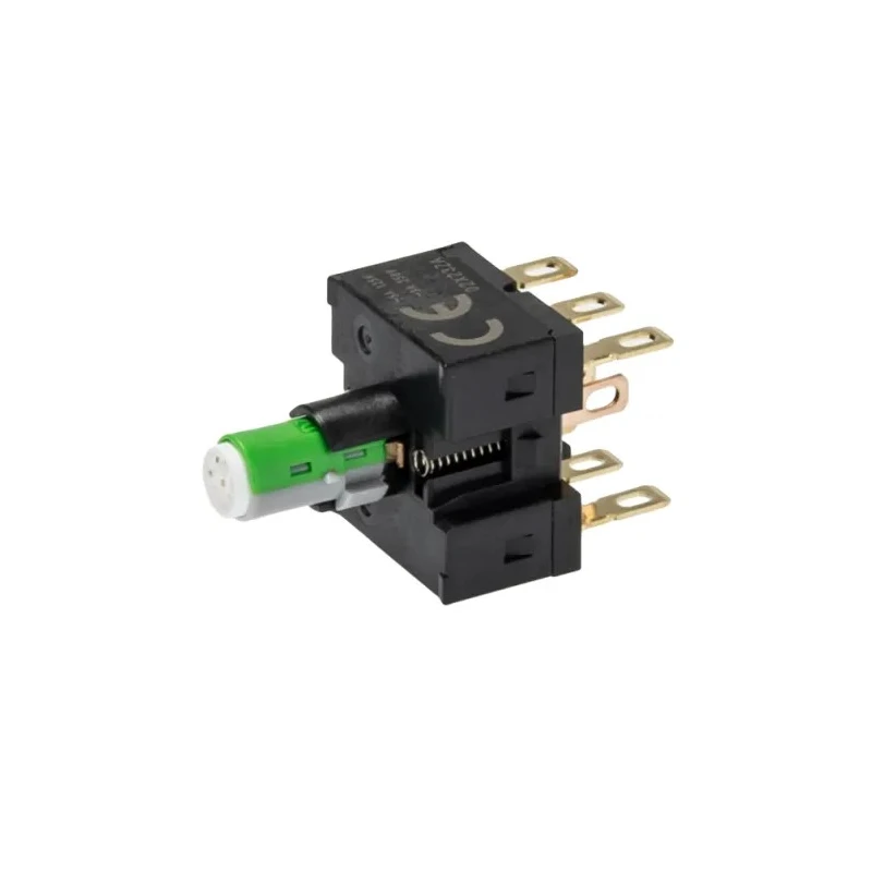 Omron Illuminated Push Button Switch Panel Mount DPDT Contact Configuration 16 mm Cutout Green LED IP65 30 V A165L-JGM-24D-2