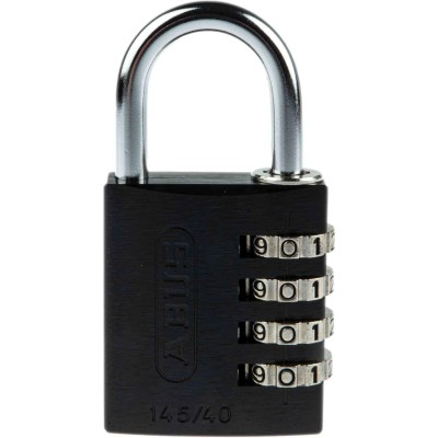 RS PRO Aluminium Combination Padlock Weatherproof 6 mm Shackle Diameter 26 mm Shackle Length Black 41.5 34605 145/40 Black