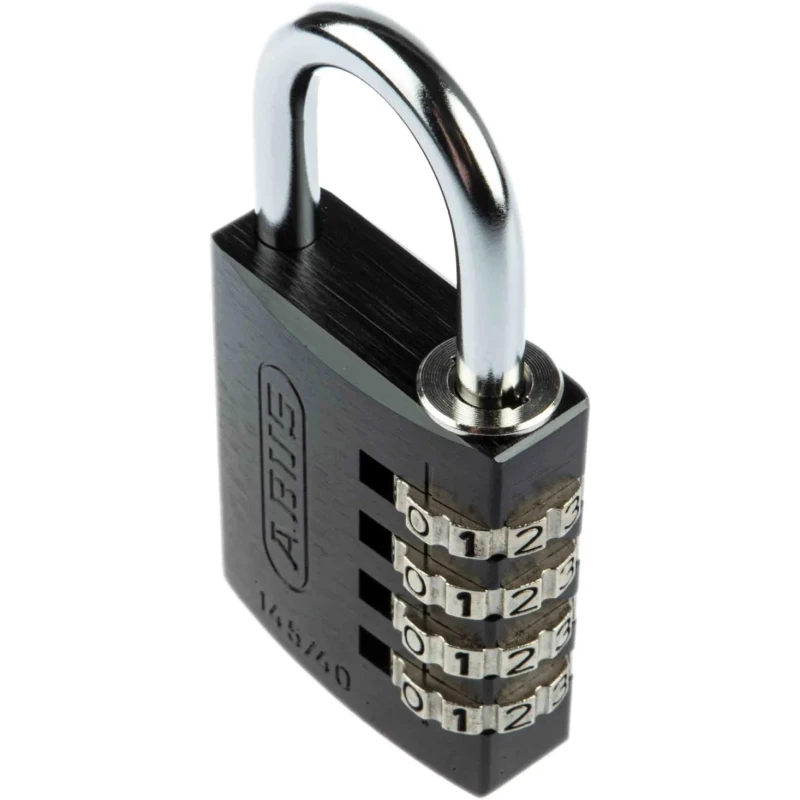 RS PRO Aluminium Combination Padlock Weatherproof 6 mm Shackle Diameter 26 mm Shackle Length Black 41.5 34605 145/40 Black