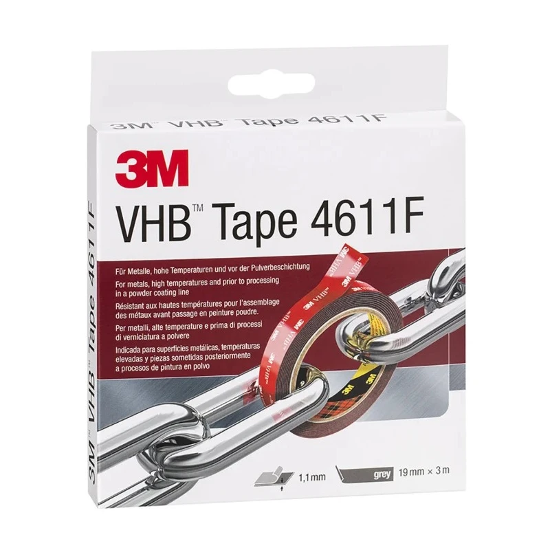 3M VHB Grey Acrylic Foam Tape 19mm Width x Length x 1.1mm Thickness 4611F 3M 4611 19mm x 3m