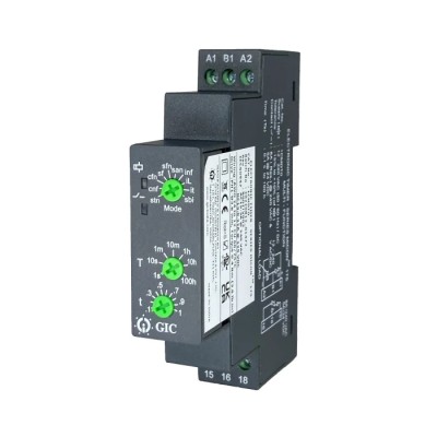 GIC Multifunction DIN Rail Timer Relay 1-Contact SPDT 240 V dc 12 V ac 240 V ac 0.1 s to 100 h 1CMDT0