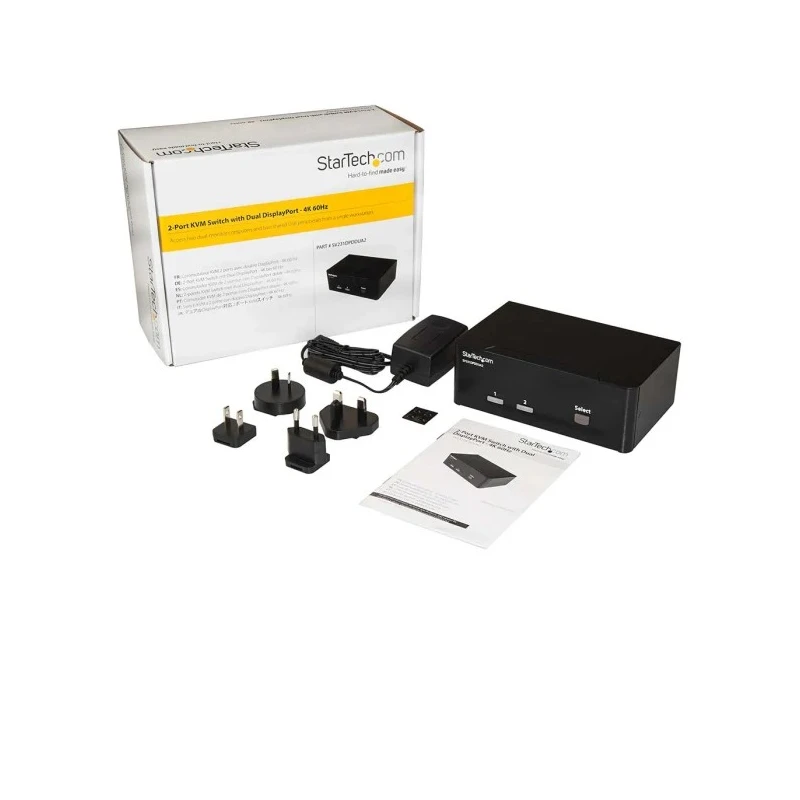 StarTech.com 2 Port 2 Displays USB DisplayPort KVM Switch 3.5 mm Stereo 3840 x 2160 pixel Maximum Resolution SV231DPDDUA2